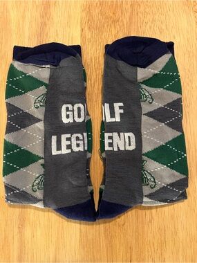 Golf Legend Argyle Crew Socks - Gray & Green